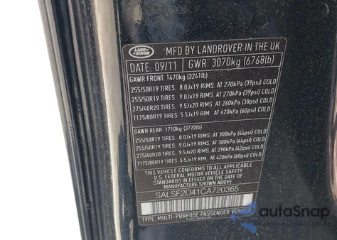 2012 Land Rover Range Rover Sport Hse z USA, uszkodzony, nr VIN SALSF2D41CA720365